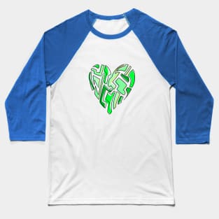 Green Distorted, Fragmented Heart Baseball T-Shirt